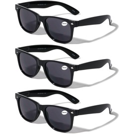 V.W.E. 3 Pairs Classic Comfortable Reading BIFOCAl Sunglasses - UV Protection Tinted Reader Glasses Men Women (3 Black, 2.50, x)
