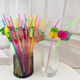칵 일회용 빨대 우산 벌집형 혼합) (색상 500개 [Q. 벌집 플라밍고 장미 빨간 빨대 100] Cock Disposable Straw Umbrella Honeycomb Type Mixed) (Color 500 pcs [Q. Honeycomb Flamingo Rose Red Straw 100]