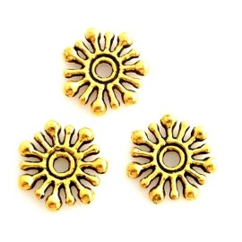 exceptionalbeauty 200 Antiqued Gold 10mm Retro Beaded Rondelle Snowflake Bali Spacer Disc Beads