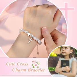 D Dongjiangjin Gift Holy Communion Gifts for Girls Christening Baptism Confirmation Gifts for Girls Bracelet Catholic Religious Easter Gifts for Kids