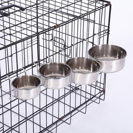 Sosoport 2 Juegos Cuenco Colgante de Acero Inoxidable comederos para Loros Metal Bebedero para Hamster comederos para pajaros Jaula de pájaros Cuencos para Perros comedero para Gatos Gatito