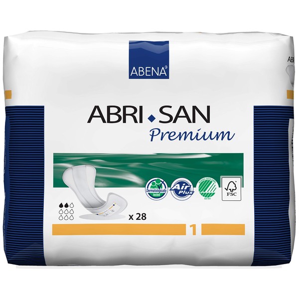 Abena Abri-San Premium Incontinence Pads, Light Absorbency, (Sizes 1 To 3A) Size 1, 280 Count