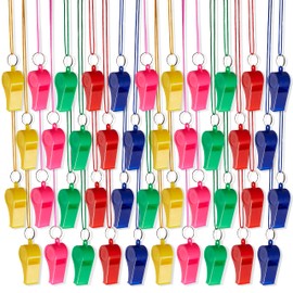 THE TWIDDLERS - Set of 60 Neon Whistles for Kids Parties & Sports Events, Whistle Blowers for Party Bag Fillers in Assorted Colours - 5 x 2 x 1.5 cm
