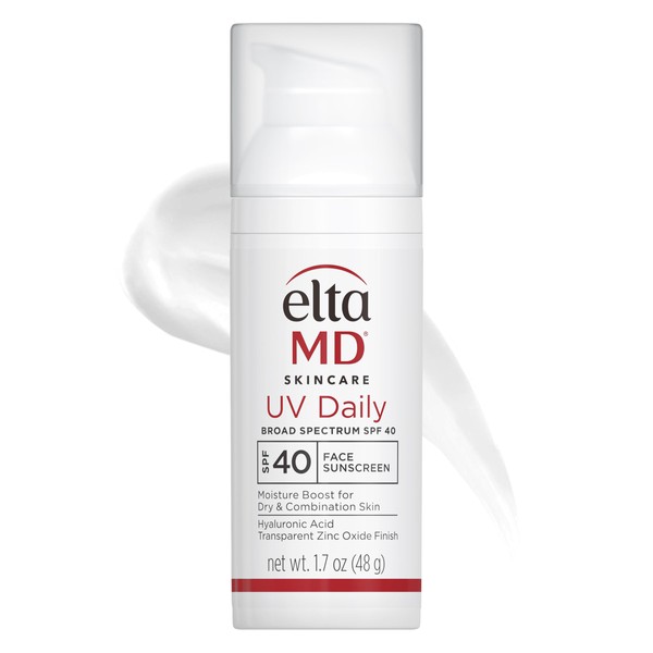EltaMD UV Daily Facial Sunscreen with Zinc Oxide, SPF 40 , Helps Hydrate and Decrease Wrinkles, Lightweight Face Moisturizer Sunscreen, Absorbs into Skin Quickly, 1.7 Oz Pump