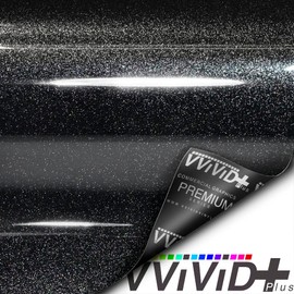 VViViD+ Ultra Gloss Metallic Premium Vinyl Car Wrap Film (1ft x 5ft, Gloss Heavy Metal Black)