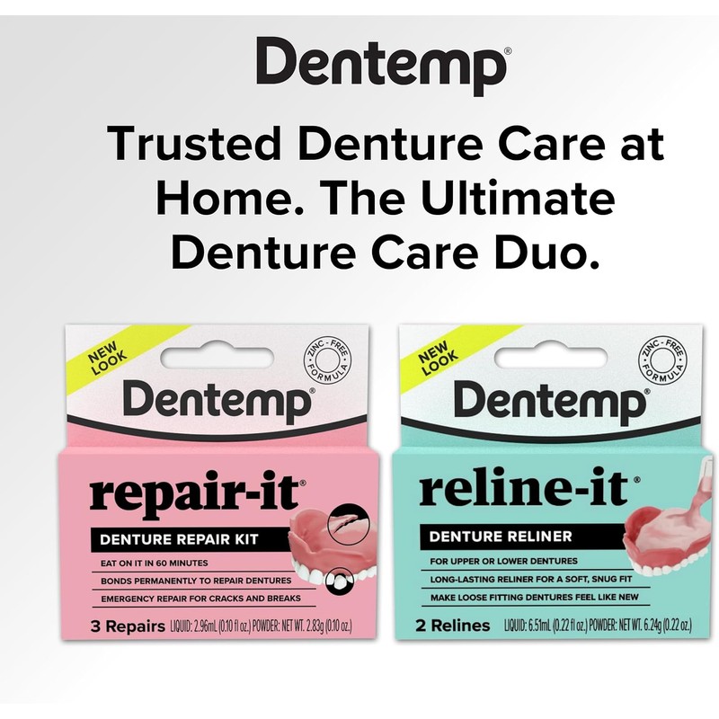 Dentemp Repair-it Denture Repair Kit & Reline-it Denture Reliner -