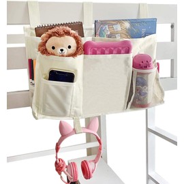 Sugaroom Bedside Storage Caddy, Bunk Bed Organizer Bed Storage Pocket Bedside Organizer Hanging Bed Storage Caddy for College Dorm Room, Hospital Bed Rails, Baby Bed, Camp (White)