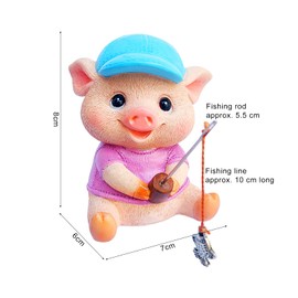 Garden Figures for Outdoor Weatherproof, Cute Decorative Garden Pig Figures, Fishing Figure Pig Decoration, Animal Ornament Statue, Resin Garden Decoration Pig Figures, Balcony Pond Decoration, Gift