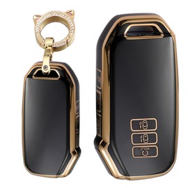 TECART Key Case Cover Fit for Kia EV6 K5 Seltos Soft TPU Key Fob Keychain Key Shell Accessories Protector 7 Button Black