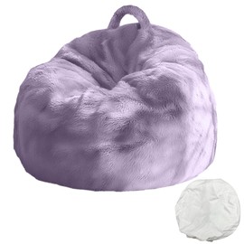 4FT Fluffy Velvet Bean Bag Chair Cover – Soft, Washable & Durable Storage Sofa for Kids, Adults and Pets, Perfect for Storing Clothes, Toys or Blankets Christmas Gift, No Fillers, Light Purple