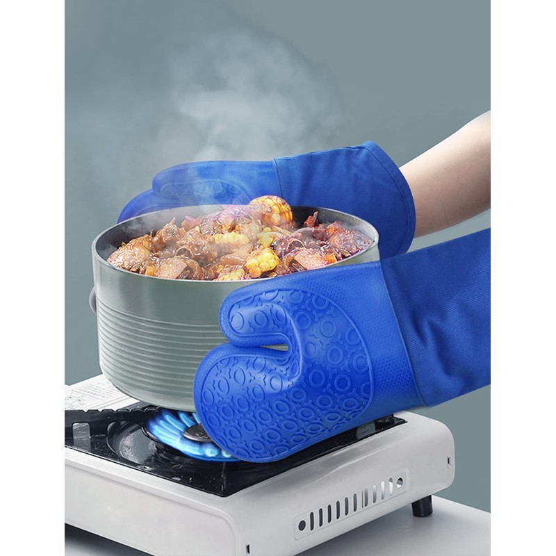 sungwoo Silicone Oven Mitts, Heat Resistant Oven Gloves with Quilted