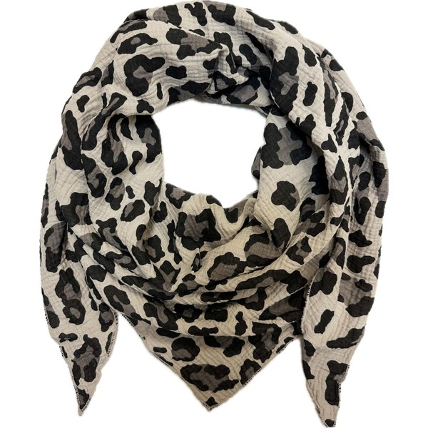 Jeamis XL Triangular Knitted Scarf Leopard Spring Scarf 100% Cotton