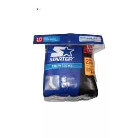 Starter Boy's Crew Socks STARTER 12-Pack Dri-Star Med. Shoe Size 10 to 2-1/2 Black/Gray