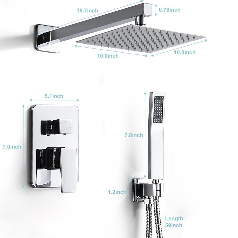 RTOBWEYE 10 Inch Shower Faucet Set, Wall-Mounted Rainfall Shower System