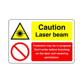 Safety First Display LTD Caution laser beam sign - 1.2mm Rigid plastic for indoor/outdoor usage (300mm x 200mm) Viewing Distance within 7m.
