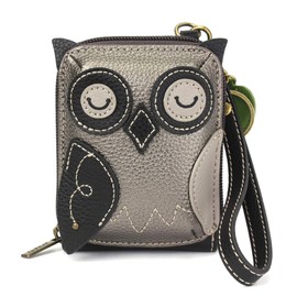 CHALA RFID Cute-C Credit Card Holder Wallet Wristlet - Women Faux Leather Cute-C with Strap - Owl