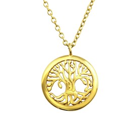 Laimons Women's Necklace Pendant Tree of Life Chain 45 cm Shiny Gold-Plated Sterling Silver 925, Silver