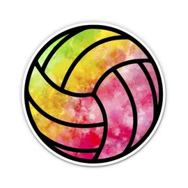 Squiddy Volleyball Ball Watercolor Pretty - Vinyl Sticker - Large Size (11" Wide)