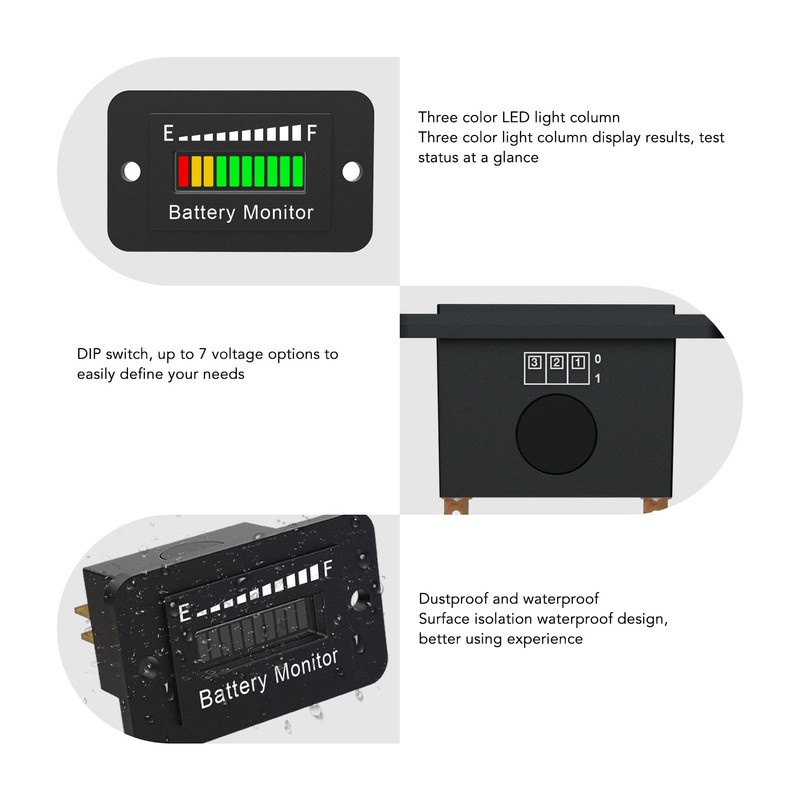 12V 24V 48V 60V 72V LED Battery Monitor Meter Battery