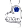 Love Heart Pendant Mom Necklace Birthday Gifts Mom Blue Sapphire