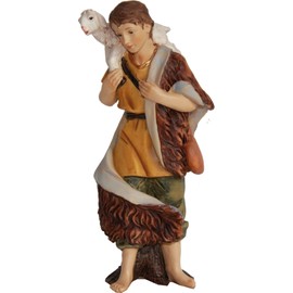 FADEDA Shepherd with Sheep on Shoulder/Height: 9 cm/Hand-Painted/Detailed Nativity Scene Figures - Christmas Table Decoration Nativity Accessories