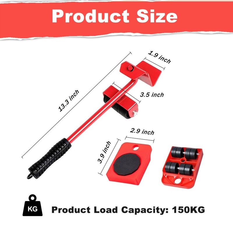 5PCS Furniture Lifter Tool Transport Shifter with Adjustable Height Lifting