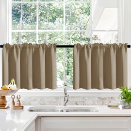 Deconovo Short Curtains, Cafe Curtains 30 Inch Length, Bathroom Curtains Window, Small Window Curtains, Basement Window Curtains Valances, 2 Panels, Khaki, W42 x L30