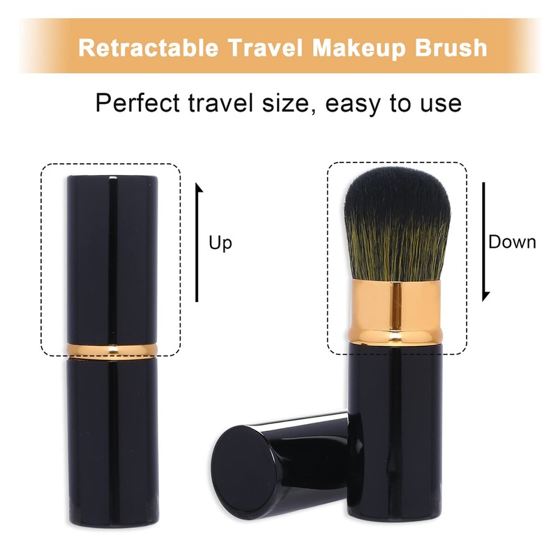 Pack of 2 Retractable Makeup Brushes, Portable Blush Brush, Liquid