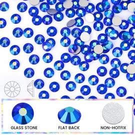 novani Rhinestones Crystals Rhinestones for Crafts Nail Rhinestones Glass Flatback Nail Gems and Rhinestones for Nails Art Makeup Bags Shoes Decoration DIY(SS6, 1440pcs, Sapphire AB)
