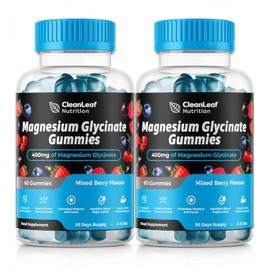 Magnesium Glycinate Twin Pack Gummies - 400mg High Absorption Formula for Sleep, Stress Relief & Muscle Health - Mixed Berry Flavor, Non-GMO, 60-Day Supply for Adults