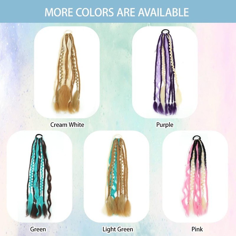 Elastic Dread Ponytail, 22 Inch Boho Braided Dreadlock Hair Extension