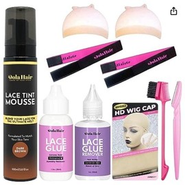 Dolahair Lace Tint Mousse For Wigs Tint Foam Melting Mousse For Lace Front Wig Install Kit Knots Bleaching With 2 Melting Band Lace Glue Adhesive - Lace tint color: Dark brown-lace tint