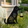 Solar Lights Outdoor Garden Decor - Metal Dog Holding Lantern