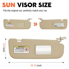 Beige Passenger Right Side Sun Visor Replacement Compatible with 2011 2012 2013 2014 2015 Hyundai Elantra Replace 852203X000TX