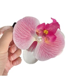 Pink Orchid Flower Hair Clip,Flower Hair Clip Cute Pink Orchid Side Barrettes Elegant Suitable for Wavy, Curly, Straight Hair, Sweet and Barrettes Accessories