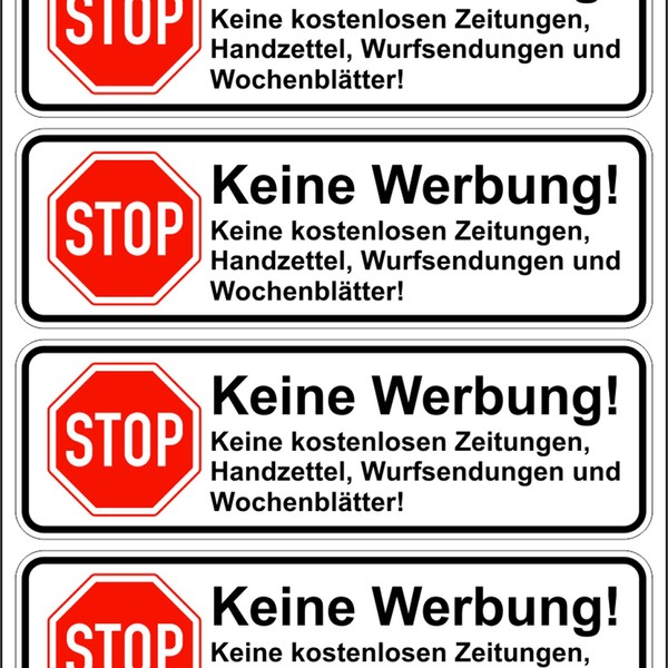 No Advertising Sticker White or Aluminium Cut Individually Removable Digital