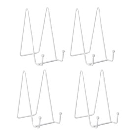 EINEY Pop Stand Tabletop Store Office Shop Plate Stand Iron Frame Stand Plate Stand Colored Paper Book Stand Picture Frame Book Stand Easel Stand Display Stand White Set of 4