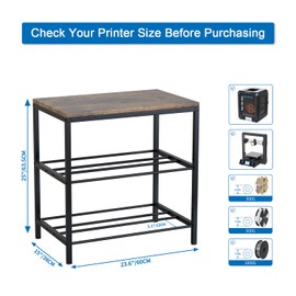 ZOBONETI 3D Printer Stand with Filament Storage Rack, Sturdy Metal 3D Printer Table/Desk with Filament Shelf Cart, 3-Tier