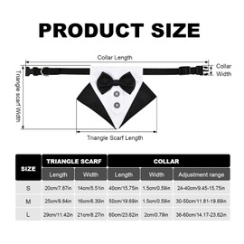 Dog Tuxedo Bandana Collar, Formal Wedding Party Dog Wedding Bandana, Adjustable Tie Pet Suit Bow Tie Bandana for Wedding Birthday Costumes (M)