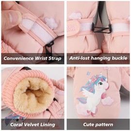 QKURT Kids Ski Gloves, Winter Windproof Snow Mittens Thermal Insulation Mitts Girls Boys Cold Weather Mittens for 2~15 Years Old Kids Sledding Snowboard Skating Cycling Running and Outdoor Activities