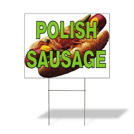 Fastasticdeals Weatherproof Yard Sign Polish Sausage Advertising Printing A Green Lawn Garden Restaurants 24x18 Inches 1 Side Print