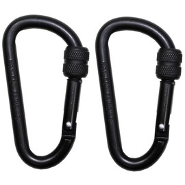Max Fuchs Carabiner D 8MMx8CM Black Screw Lock Two Pack