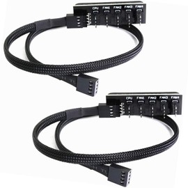 Greluma 2pcs PWM Fan Hub PC 5 Way PWM Fan Splitter Hub Adapter Cable for 12V Desktop Computer Cooler Case Fan 4 Pin and 3 Pin