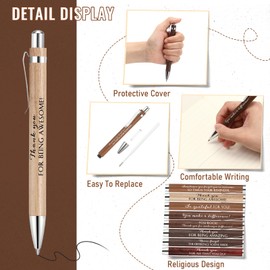 Tellingyou 80 Pcs Christmas Employee Appreciation Gifts Bulk Inspirational Bamboo Pen Affirmation Pens Motivational Quote Retractable Ballpoint Pen Thank You Gifts for Coworker Teacher Staff Gifts