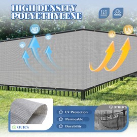ECOOPTS 4'x25' Privacy Fence Screen Windscreen with Copper Grommets, Fit for Commercial Fence and Residential Garden Outdoor 90% UV Blockage, Cable Zip Ties Included (Gray)
