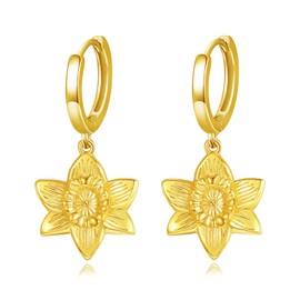 KINGWHYTE Flower Earrings 925 Sterling Silver Hoop Earrings Flower Jewelry Gifts for Women Girls, Sterling Silver, No Gemstone