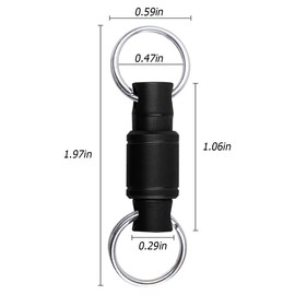 KHGUZ Quick Release Car Swivel Keychain, Pull Apart Titanium Key Linker, 360° Rotation Disconnect Key Ring Clip（Black）