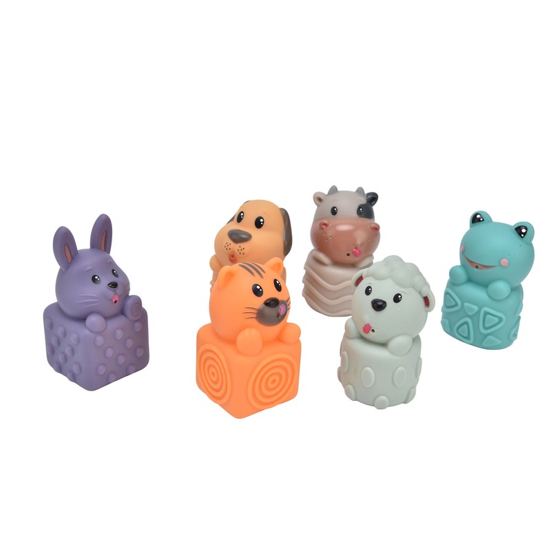 6pcs Baby Soft Blocks Animal Stacking Building Blocks Squeezing Teething