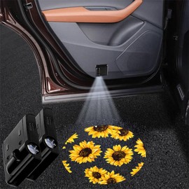 2PCS No Fade Car Door Lights,Sunflower Door Lights Logo Projector LED Shadow Welcome Lamp,Car Accessories Sunflower Gifts for Women,Suitable for All Brands Vehicles Motorcycle