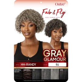Outre Fab & Fly Full Cap Wig Gray Glamour - Human Hair - Randy (LIGHT GRAY 51)